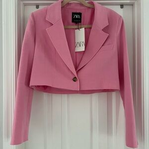 Zara cropped pink blazer size M new with tags